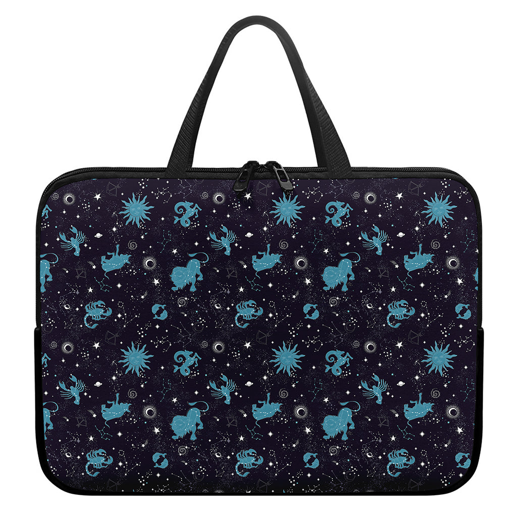 Constellation Zodiac Signs Pattern Print Laptop Sleeve With Handle