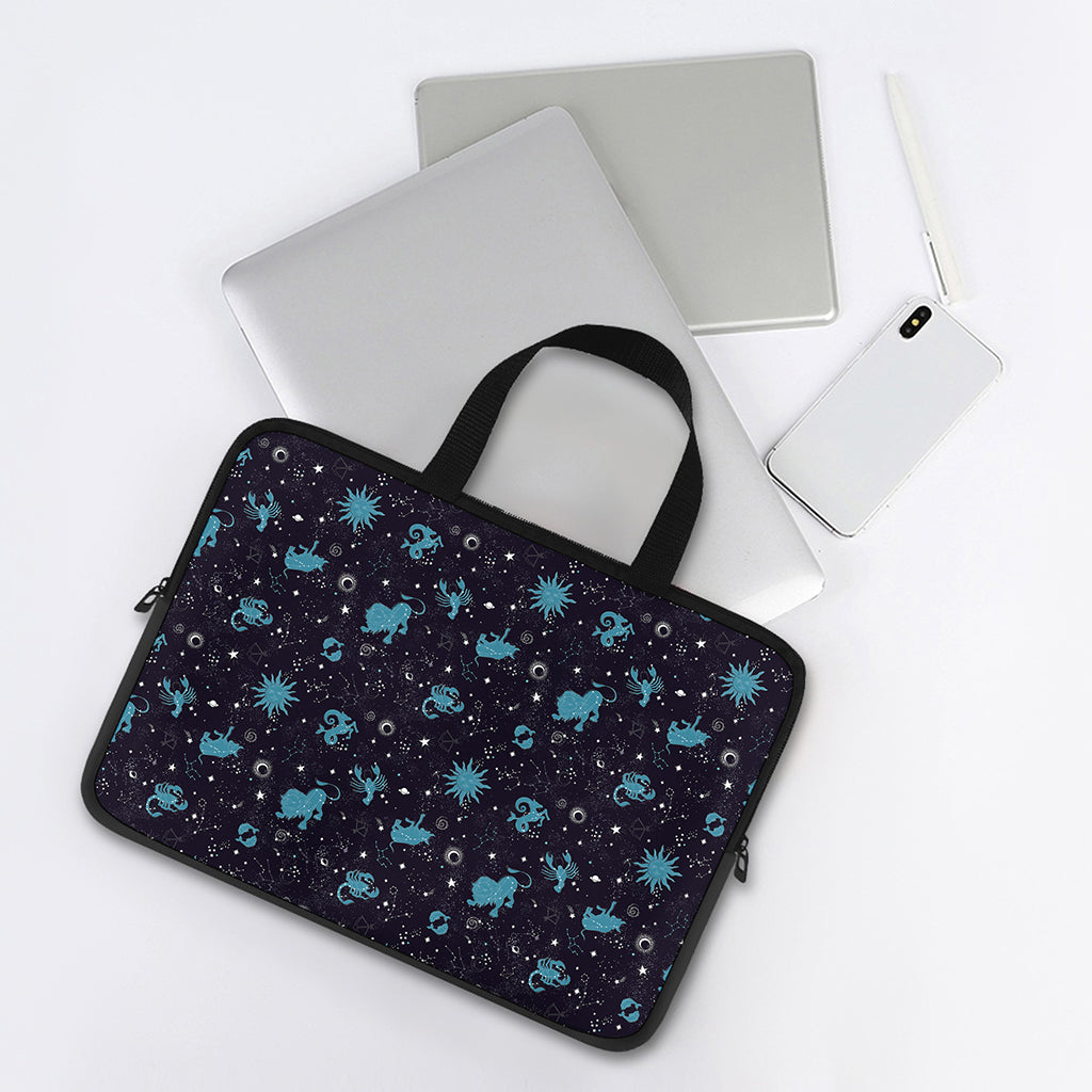 Constellation Zodiac Signs Pattern Print Laptop Sleeve With Handle