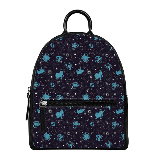 Constellation Zodiac Signs Pattern Print Leather Backpack