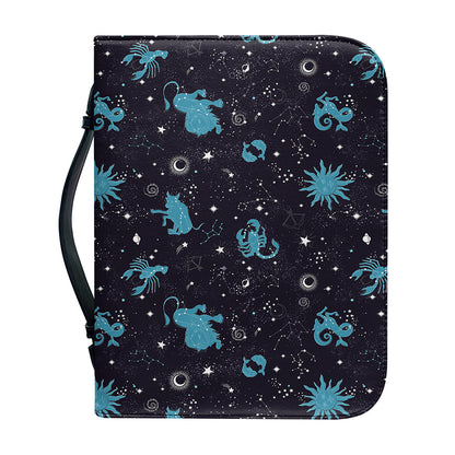 Constellation Zodiac Signs Pattern Print Leather Bible Cover