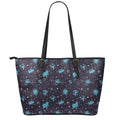 Constellation Zodiac Signs Pattern Print Leather Tote Bag With Zipper