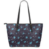 Constellation Zodiac Signs Pattern Print Leather Tote Bag