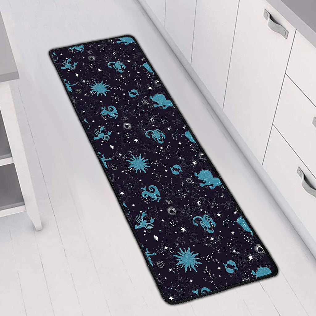 Constellation Zodiac Signs Pattern Print Long Kitchen Mat