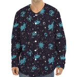 Constellation Zodiac Signs Pattern Print Long Sleeve Baseball Jersey