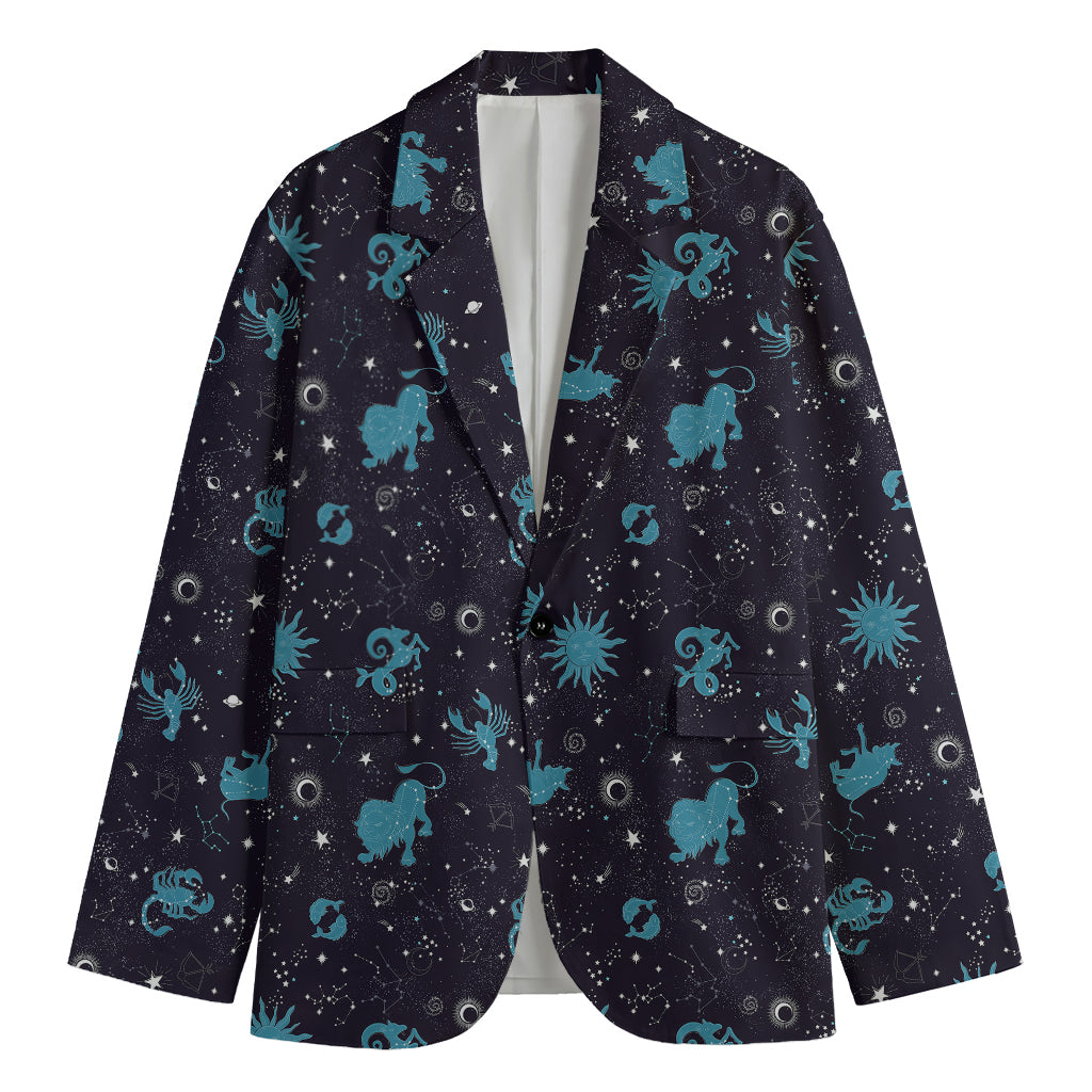 Constellation Zodiac Signs Pattern Print Men's Blazer