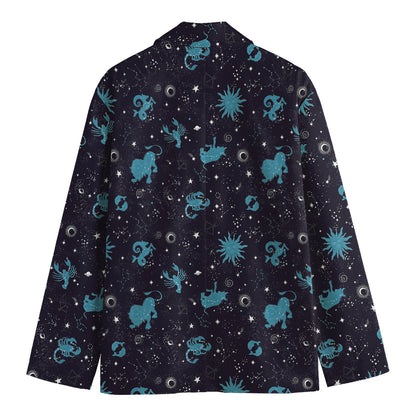 Constellation Zodiac Signs Pattern Print Men's Blazer