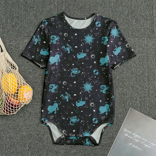 Constellation Zodiac Signs Pattern Print Men's Bodysuit