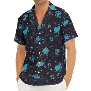 Constellation Zodiac Signs Pattern Print Men's Deep V-Neck Shirt