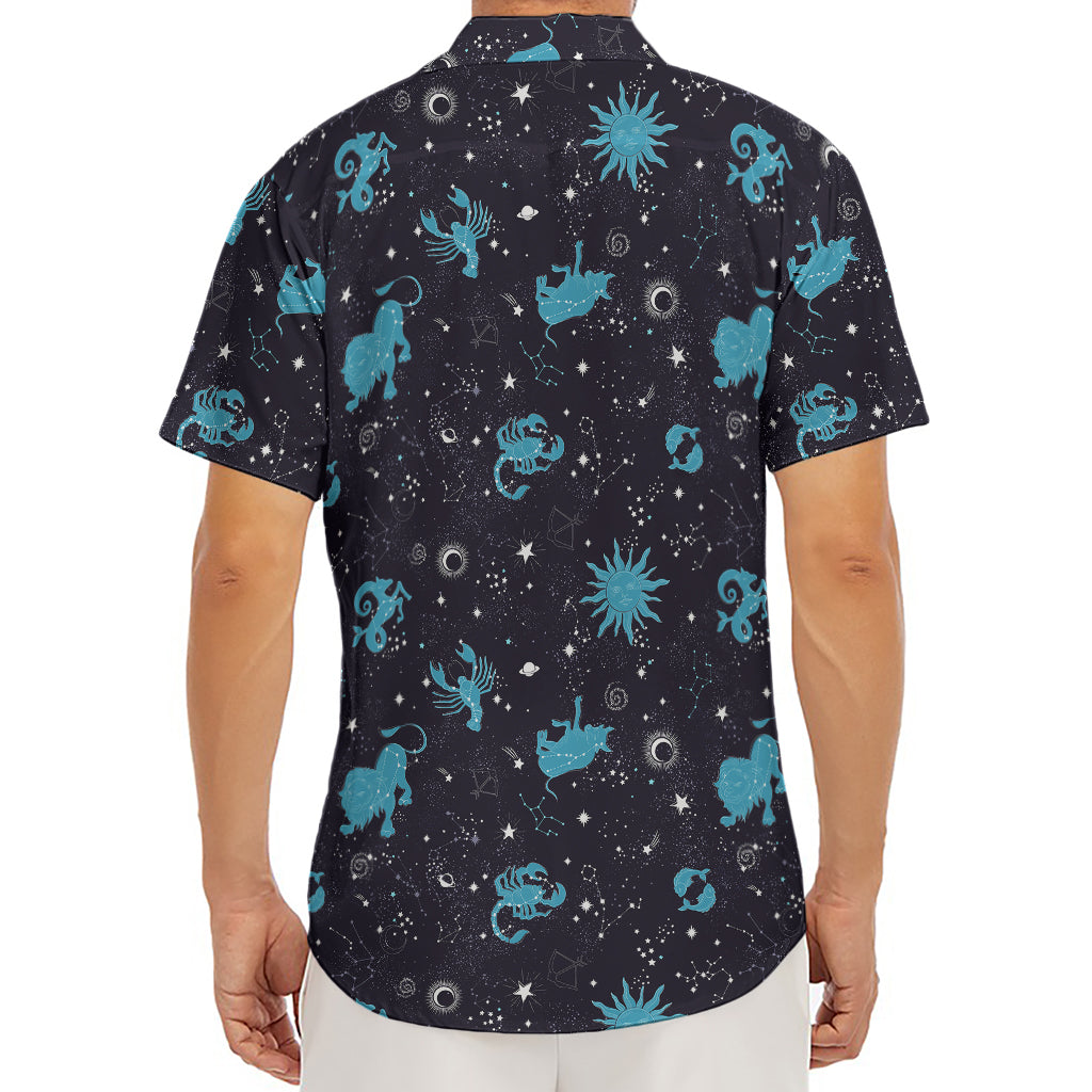 Constellation Zodiac Signs Pattern Print Men's Deep V-Neck Shirt