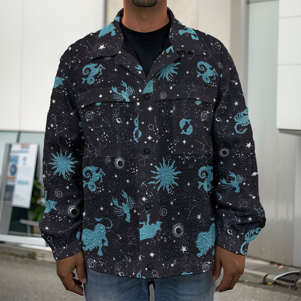 Constellation Zodiac Signs Pattern Print Men's Shirt Jacket