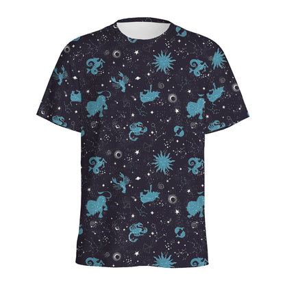 Constellation Zodiac Signs Pattern Print Men's Sports T-Shirt