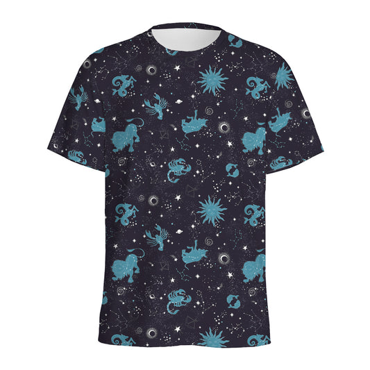 Constellation Zodiac Signs Pattern Print Men's Sports T-Shirt