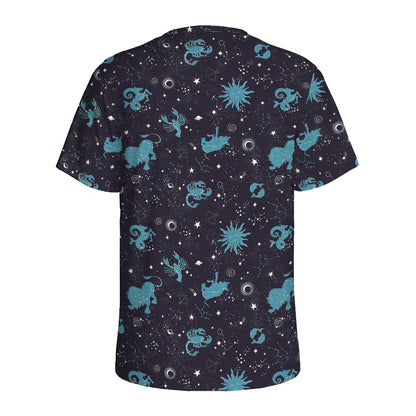 Constellation Zodiac Signs Pattern Print Men's Sports T-Shirt