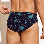 Constellation Zodiac Signs Pattern Print Men's Swim Briefs