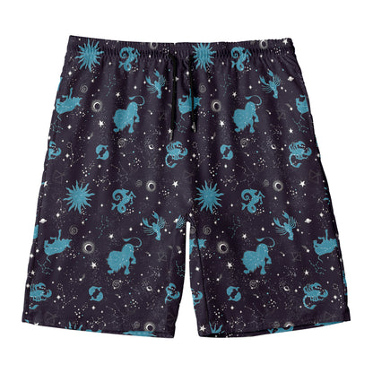 Constellation Zodiac Signs Pattern Print Men's Swim Trunks