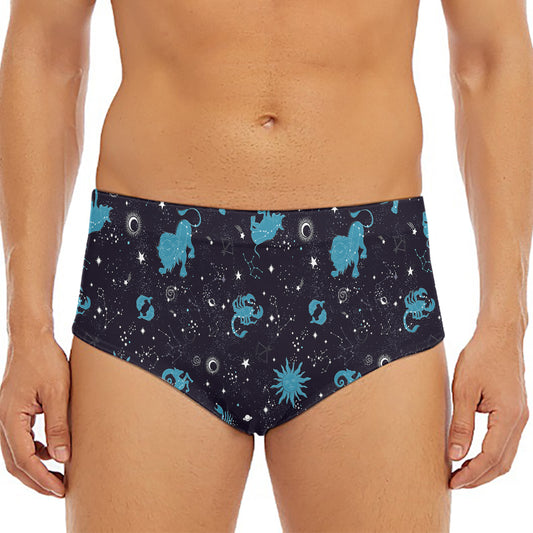 Constellation Zodiac Signs Pattern Print Men's Triangle Swim Briefs