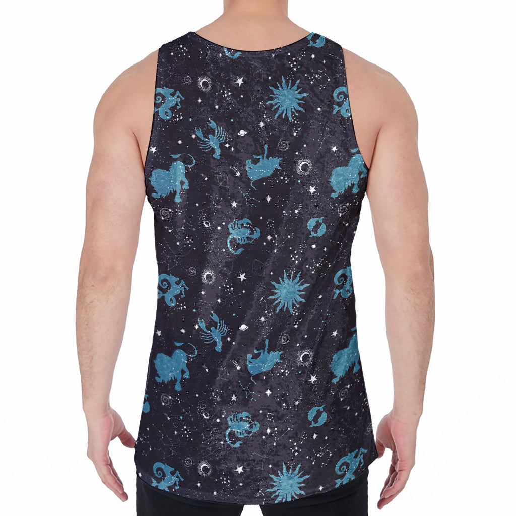 Constellation Zodiac Signs Pattern Print Men's Velvet Tank Top