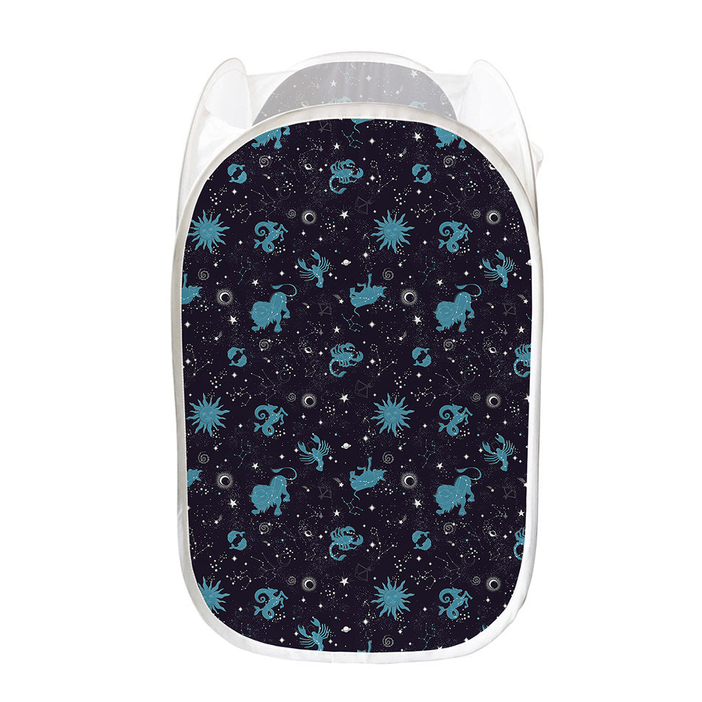 Constellation Zodiac Signs Pattern Print Mesh Laundry Hamper