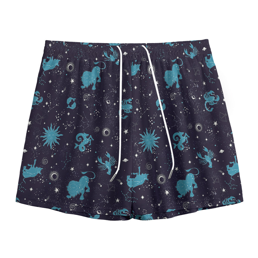 Constellation Zodiac Signs Pattern Print Mesh Shorts