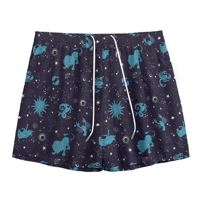 Constellation Zodiac Signs Pattern Print Mesh Shorts