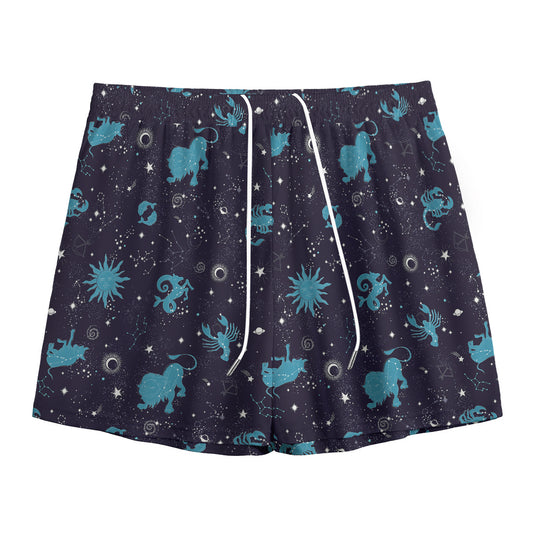 Constellation Zodiac Signs Pattern Print Mesh Shorts