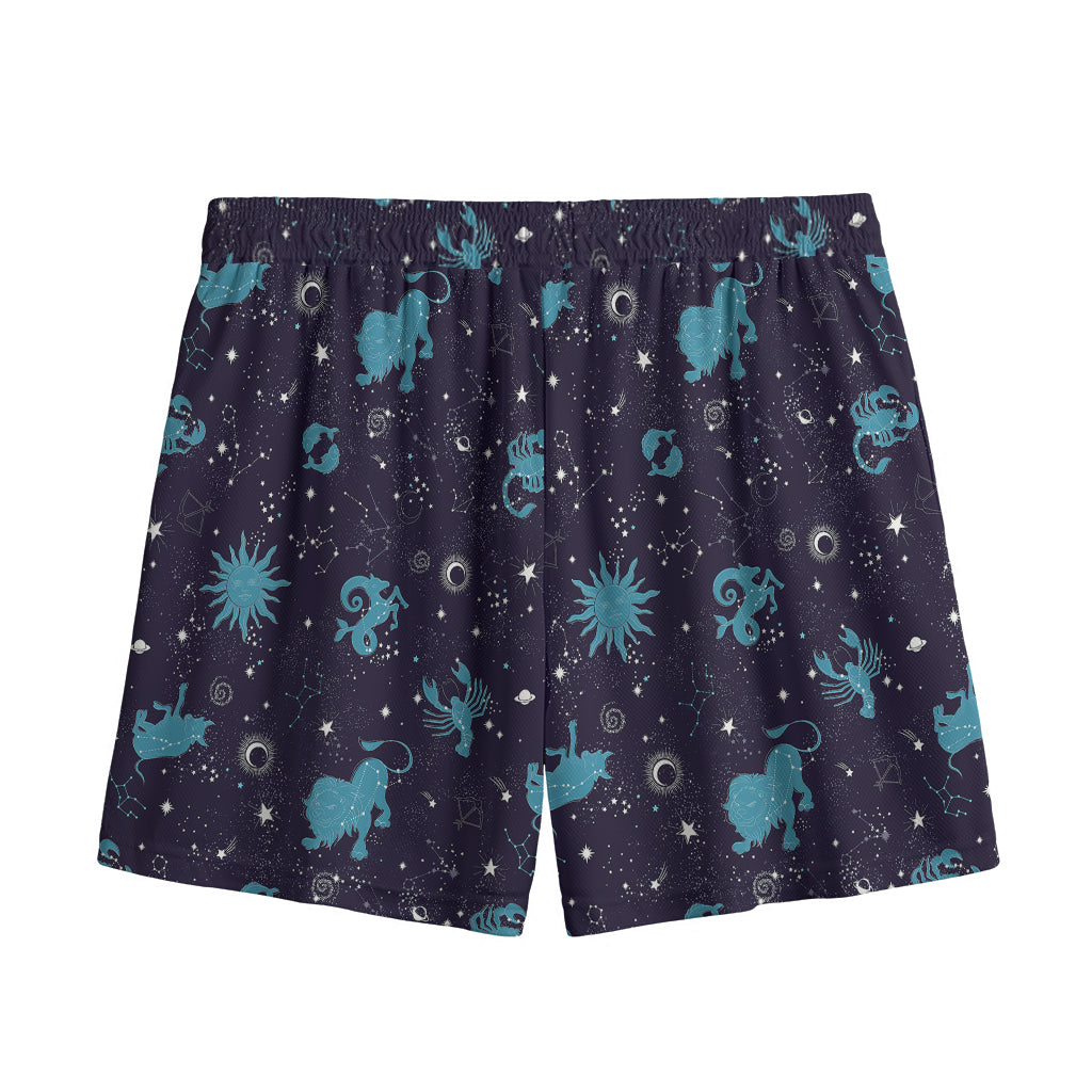 Constellation Zodiac Signs Pattern Print Mesh Shorts