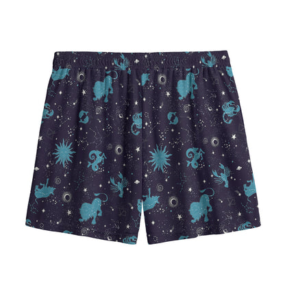 Constellation Zodiac Signs Pattern Print Mesh Shorts