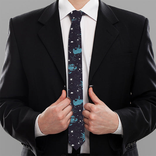 Constellation Zodiac Signs Pattern Print Necktie