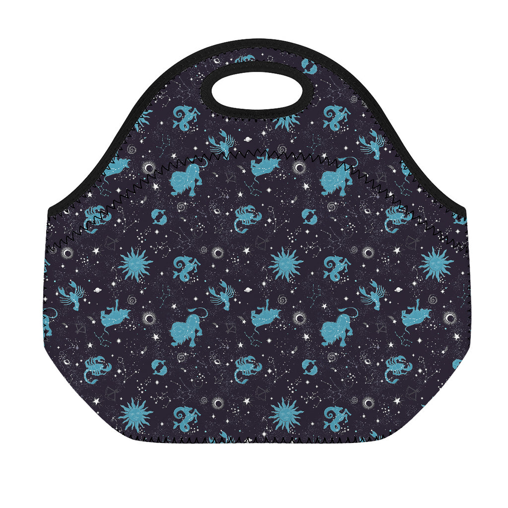 Constellation Zodiac Signs Pattern Print Neoprene Lunch Bag
