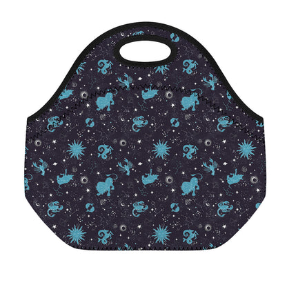 Constellation Zodiac Signs Pattern Print Neoprene Lunch Bag