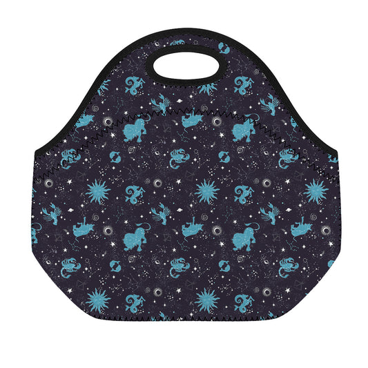 Constellation Zodiac Signs Pattern Print Neoprene Lunch Bag
