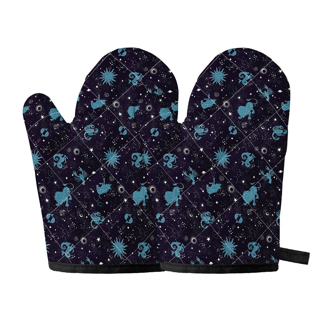 Constellation Zodiac Signs Pattern Print Oven Mitts