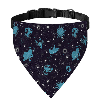 Constellation Zodiac Signs Pattern Print Over The Collar Dog Bandana