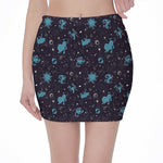 Constellation Zodiac Signs Pattern Print Pencil Mini Skirt