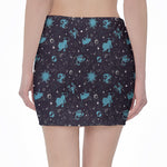 Constellation Zodiac Signs Pattern Print Pencil Mini Skirt