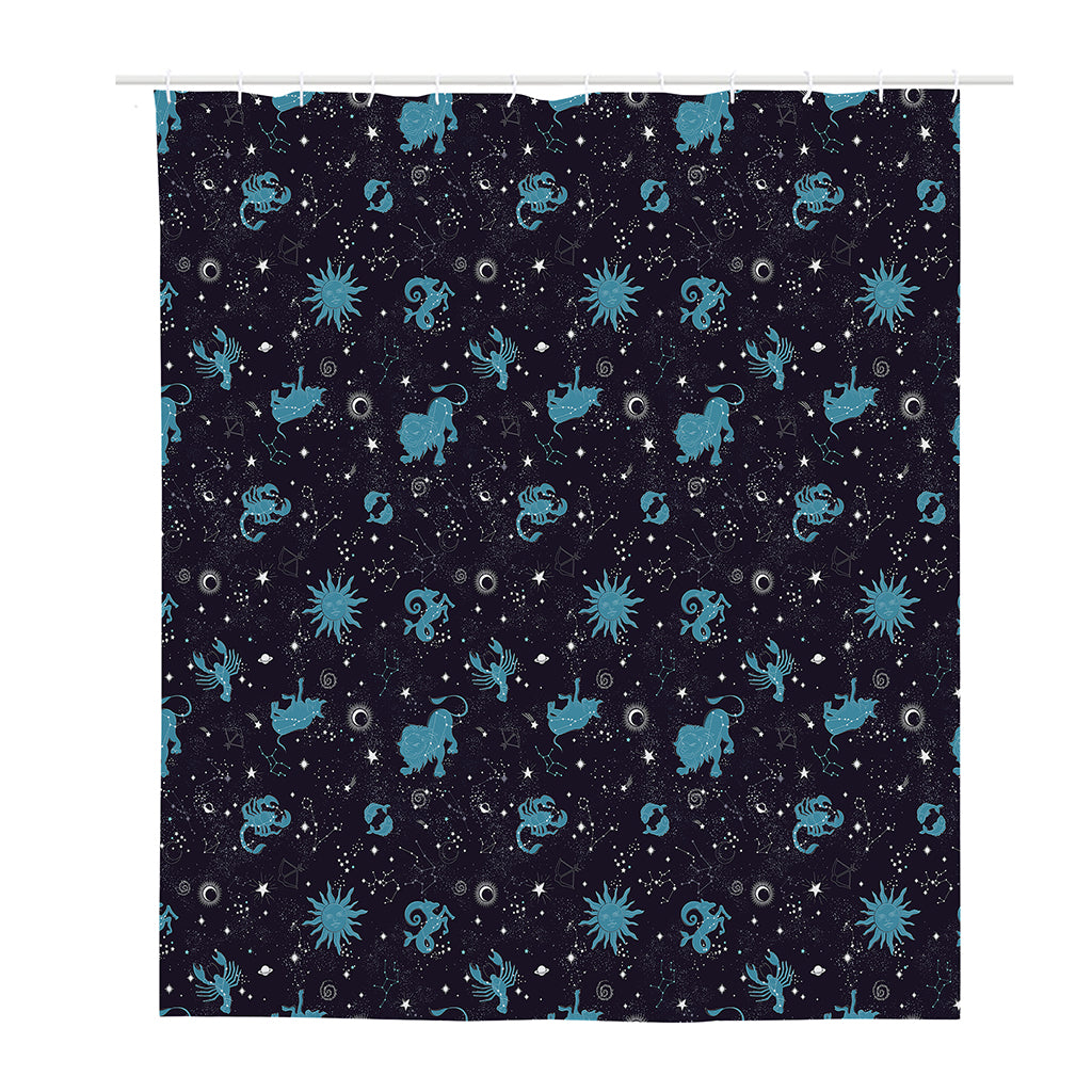 Constellation Zodiac Signs Pattern Print Polyester Shower Curtain