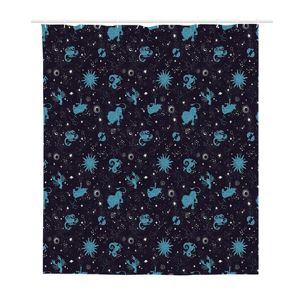 Constellation Zodiac Signs Pattern Print Polyester Shower Curtain