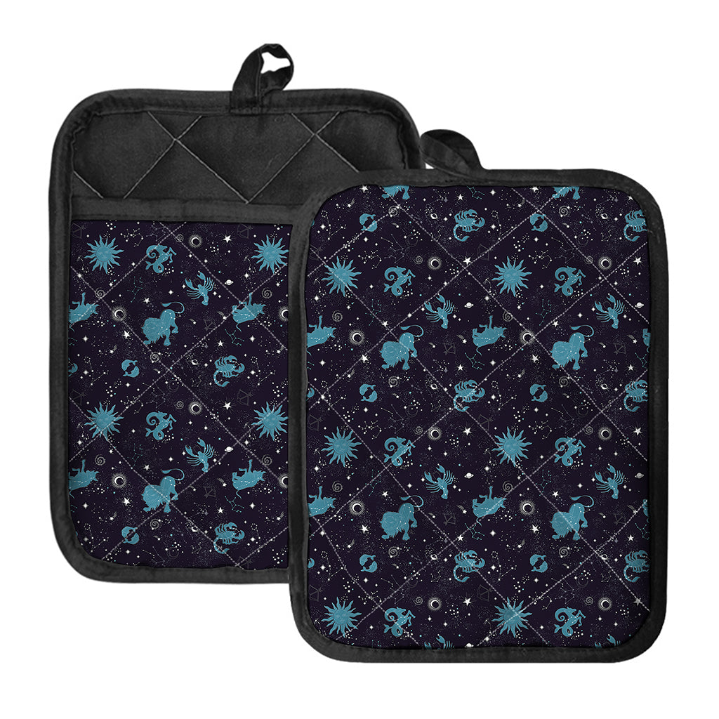Constellation Zodiac Signs Pattern Print Pot Holders With Pocket