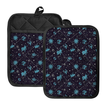 Constellation Zodiac Signs Pattern Print Pot Holders With Pocket