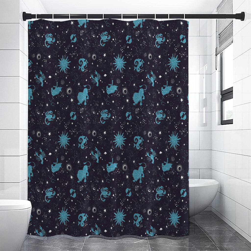 Constellation Zodiac Signs Pattern Print Premium Shower Curtain