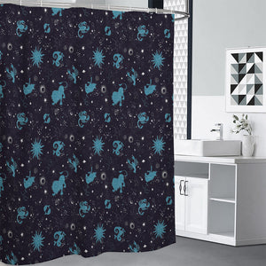 Constellation Zodiac Signs Pattern Print Premium Shower Curtain