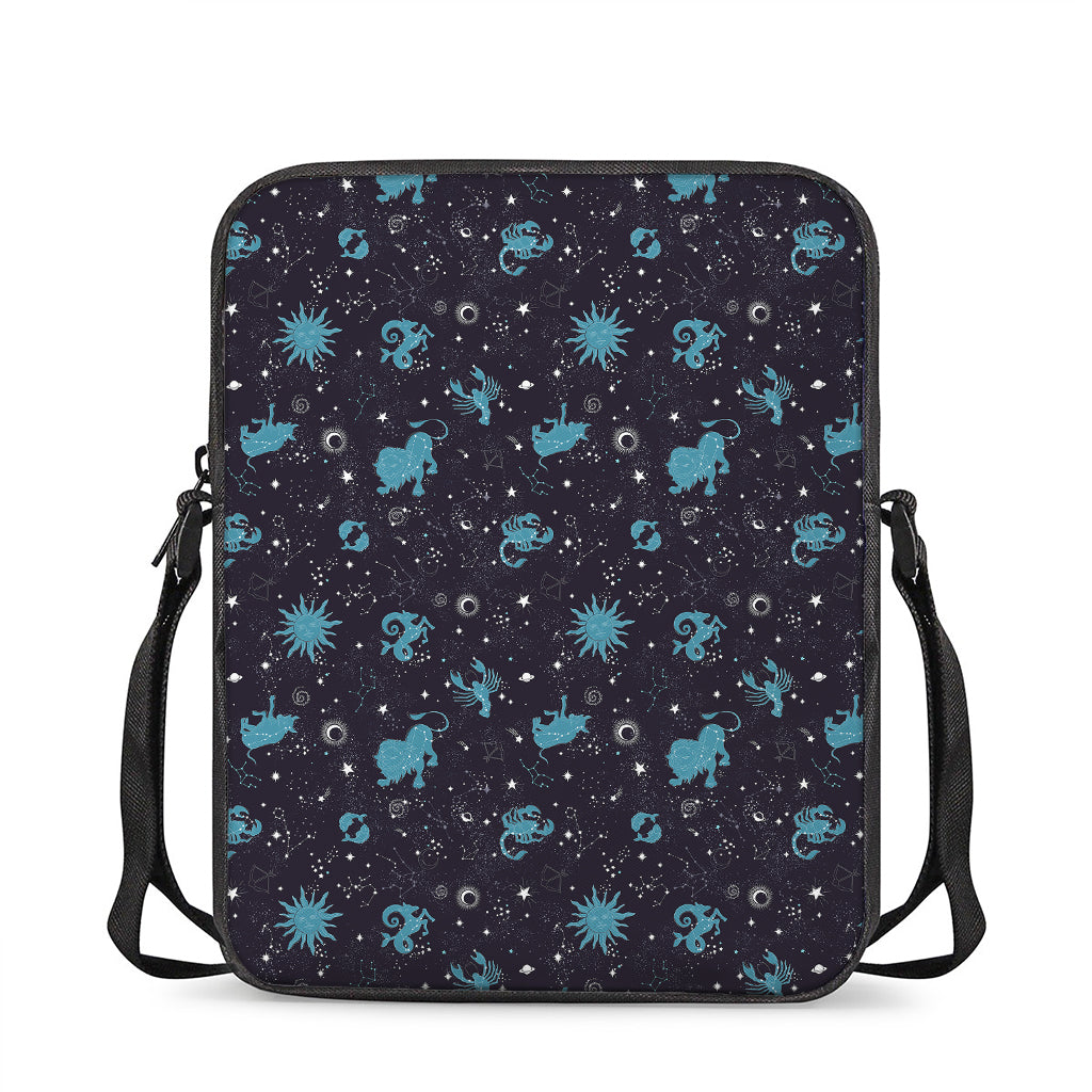 Constellation Zodiac Signs Pattern Print Rectangular Crossbody Bag