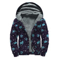 Constellation Zodiac Signs Pattern Print Sherpa Lined Zip Up Hoodie