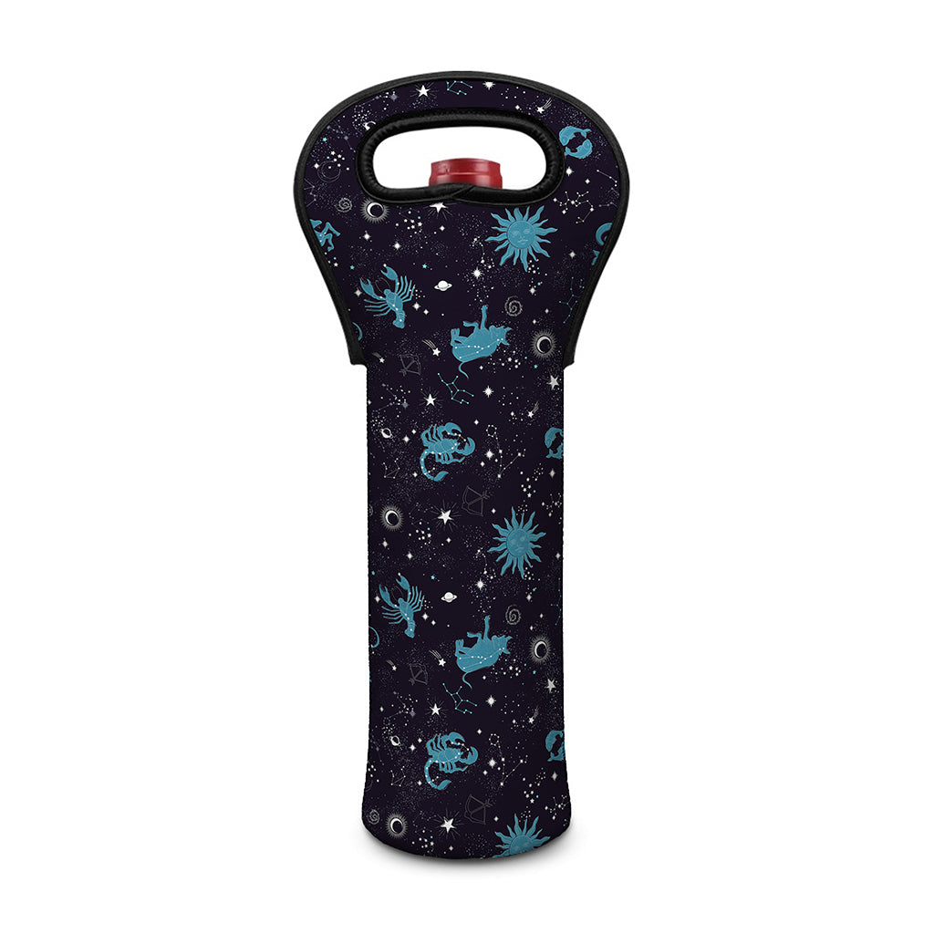 Constellation Zodiac Signs Pattern Print Single Neoprene Wine Tote