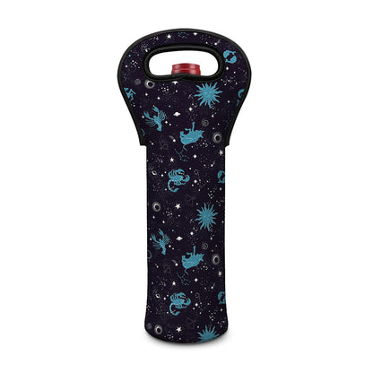 Constellation Zodiac Signs Pattern Print Single Neoprene Wine Tote