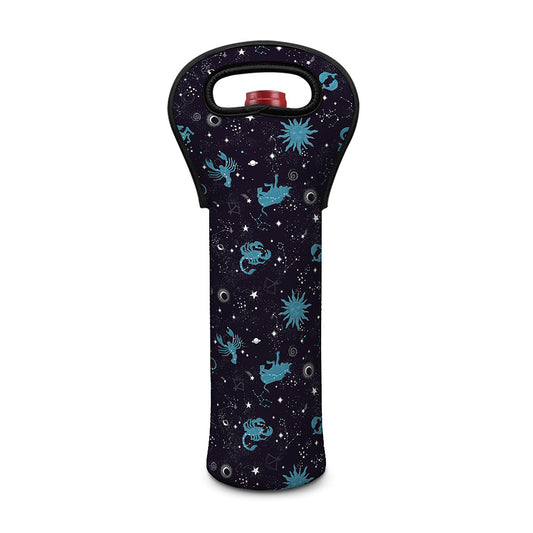 Constellation Zodiac Signs Pattern Print Single Neoprene Wine Tote