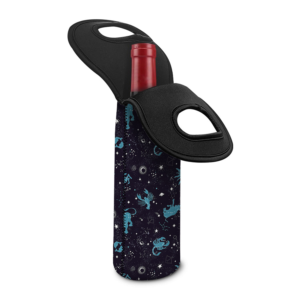 Constellation Zodiac Signs Pattern Print Single Neoprene Wine Tote