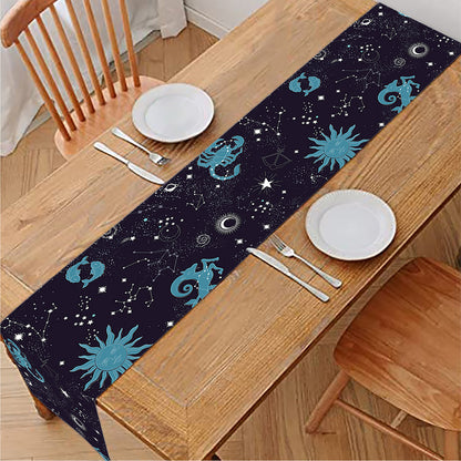 Constellation Zodiac Signs Pattern Print Table Runner