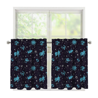 Constellation Zodiac Signs Pattern Print Tier Curtains