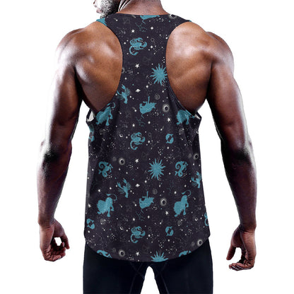 Constellation Zodiac Signs Pattern Print Training Tank Top